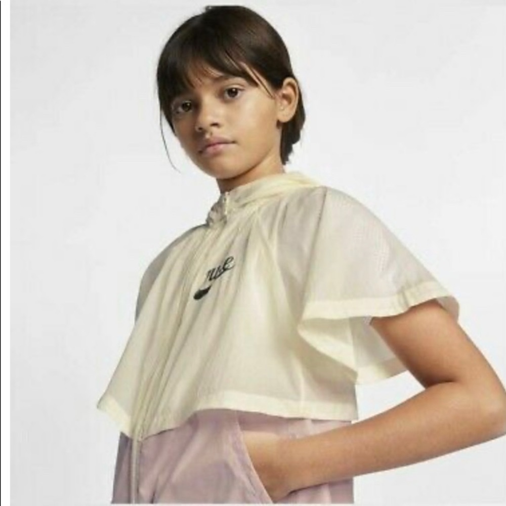 Nike Girls Translucent Ivory/Plum Pastel Windbreaker, L - Picture 2 of 7